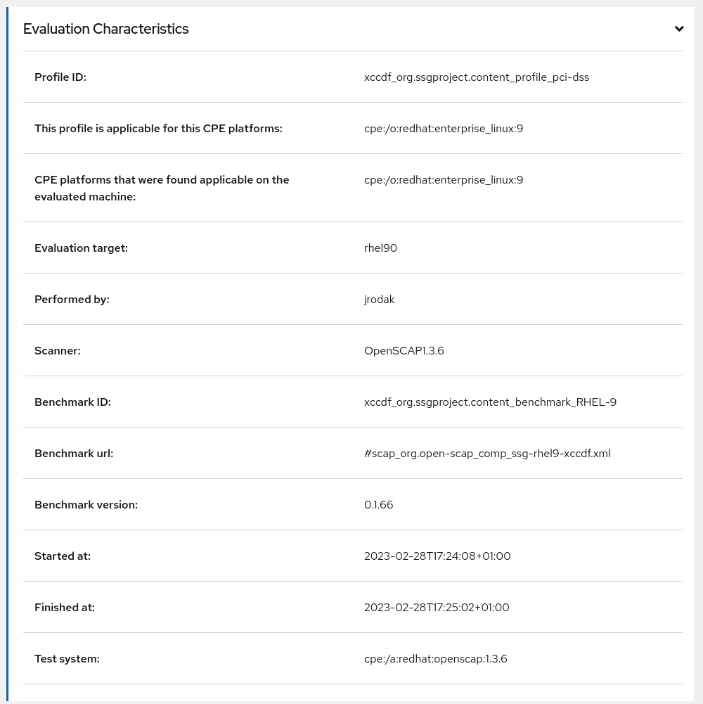 Evaluation Characteristics section